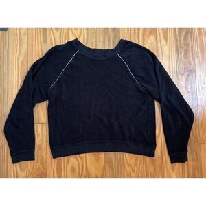 Joe's Jeans terry cloth M Women's Black Long Sleeve Raglan‎ Pullover Sweatshirt